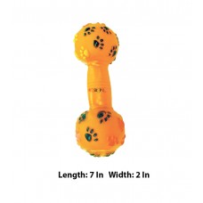 Super Dog Dog Toy Paw Printed Squeaky Rubber Dumbbell