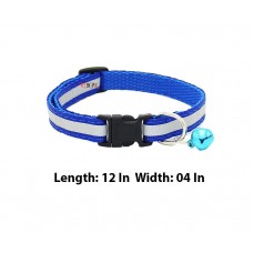 Dogista Adjustable Glossy Reflective Pet Collar With Bell